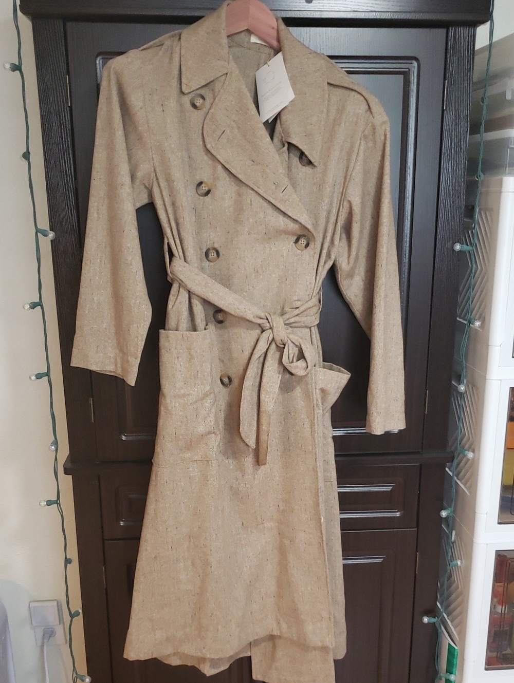 RARE NWT Christy Dawn Marlow Trench Coat In "Sand Specks", Size XS - Picture 5 of 13